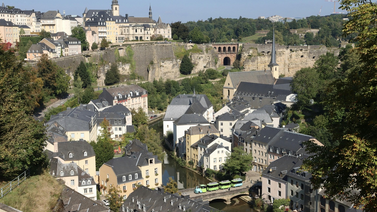 Vianden Castle view from chairlift with zipline in foreground