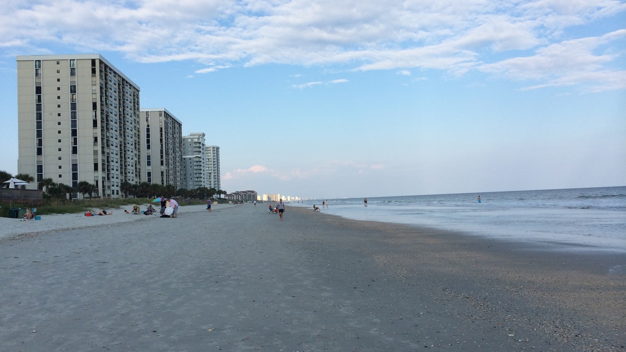 Aerial view of the Grand Strand coastline at Myrtle Beach