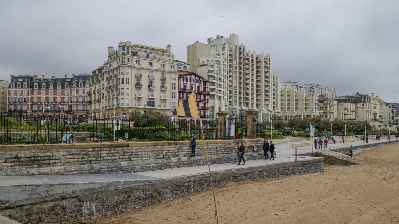 Coastal trail view near Biarritz with Bay of Biscay