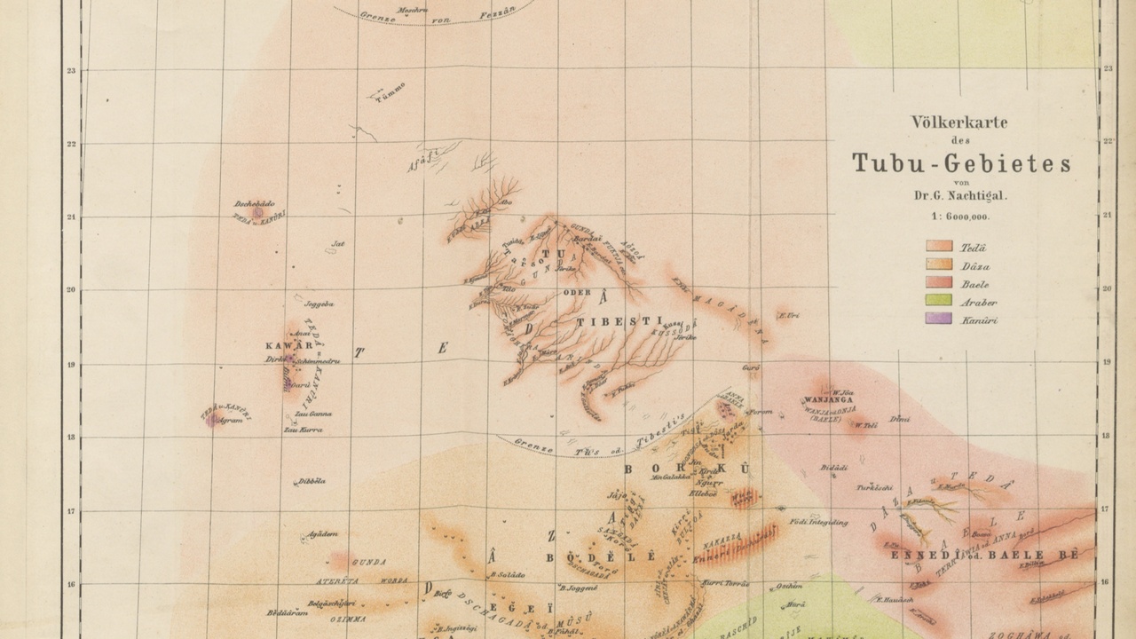 Snow-free volcanic plateau and crater of Emi Koussi in the Tibesti range