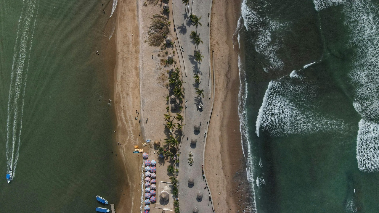 Aerial view of Varadero beach with turquoise water and white sand