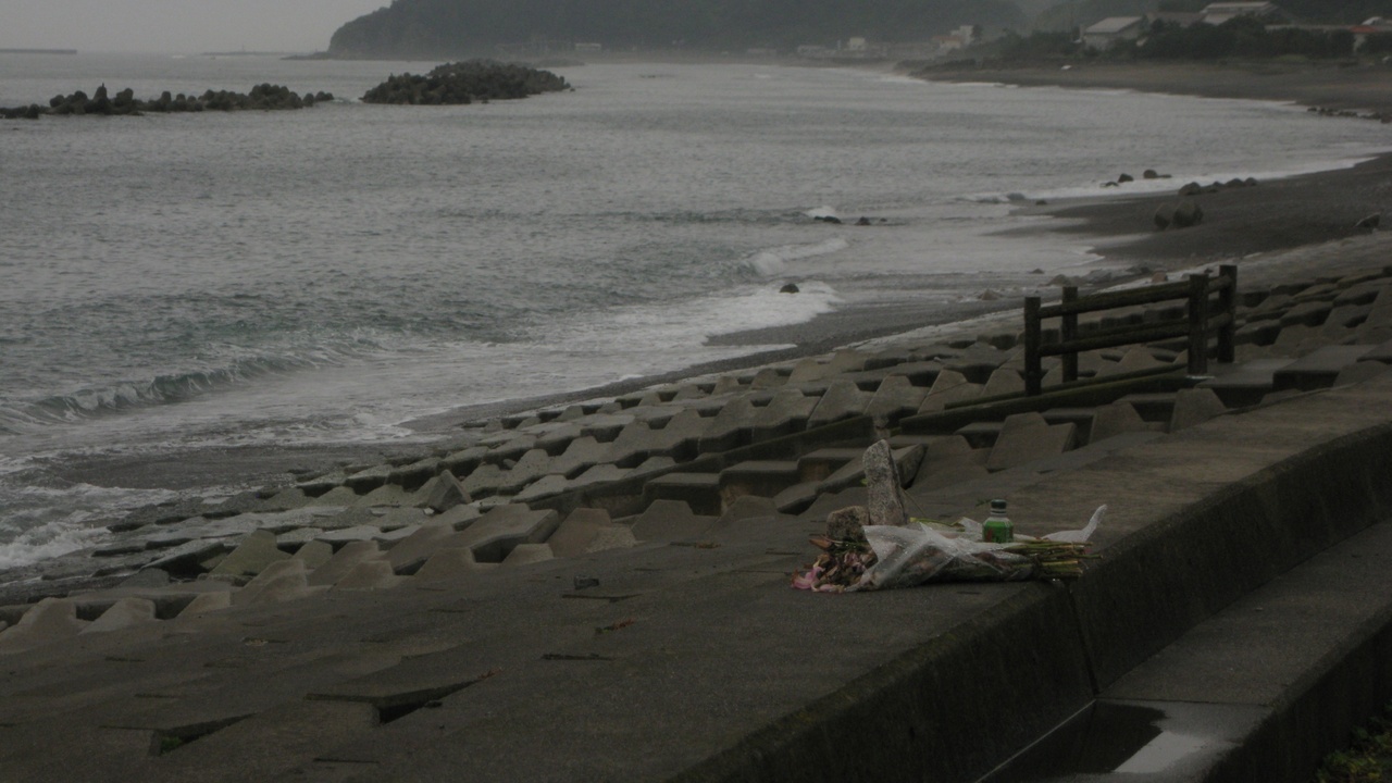 Coastal town affected by tsunami and earthquake damage in Japan