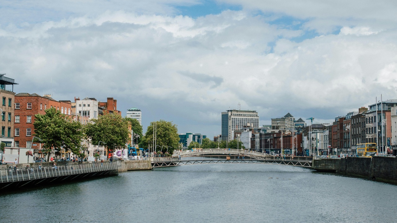 Dublin docklands with corporate offices and tech campuses
