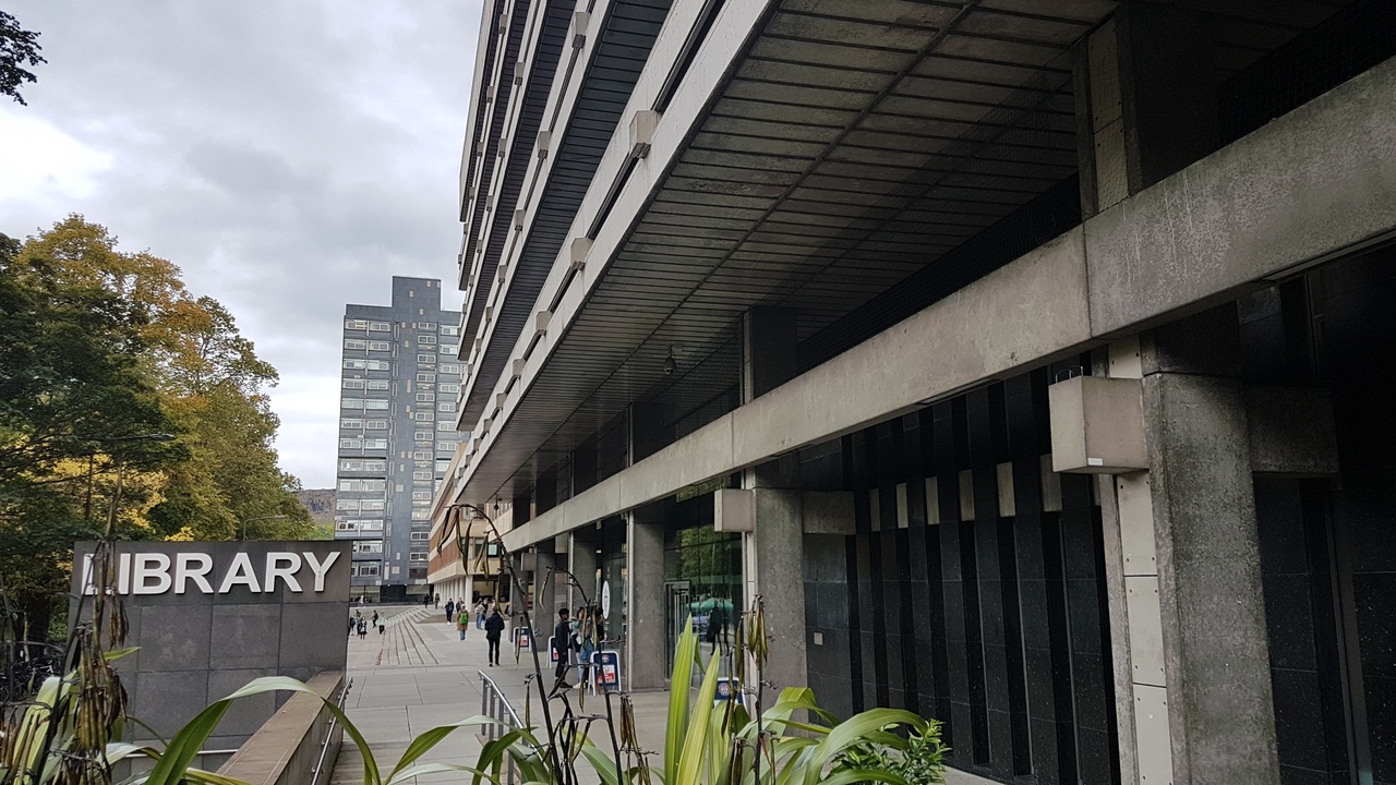 University buildings and renewable energy installations representing Scottish innovation