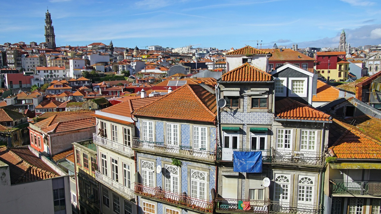 Apartment buildings in Porto showing rising rents and narrow streets