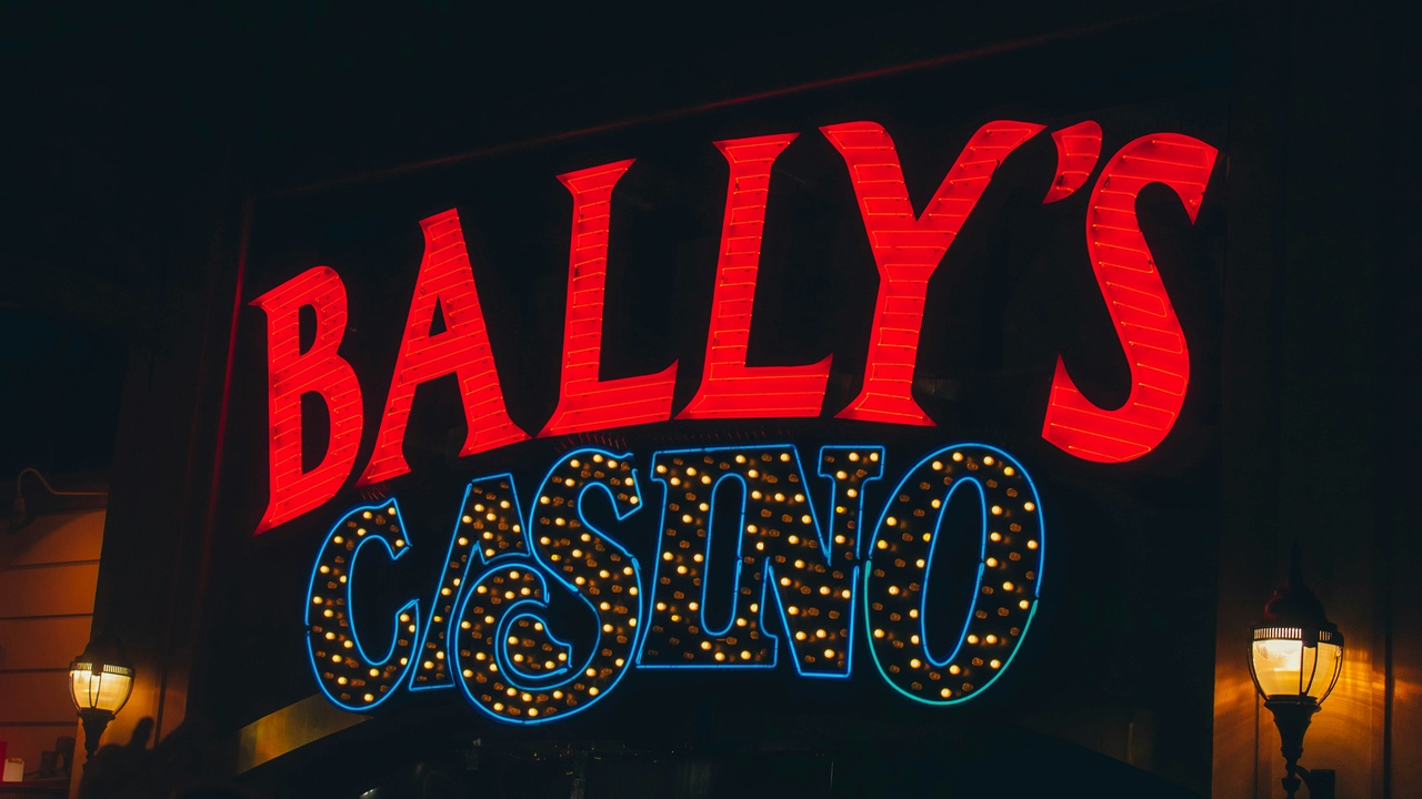 Atlantic City casinos and nightlife entrance with lights at night