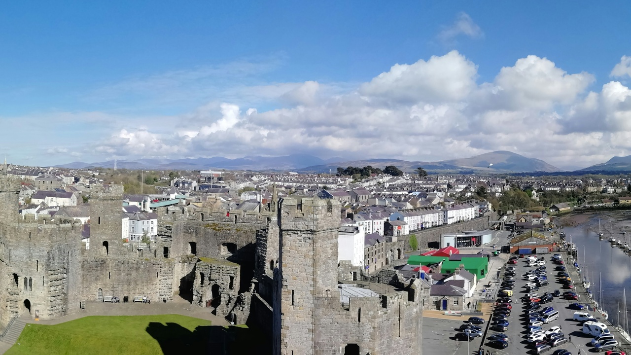 Caernarfon Castle overlooking the Menai Strait