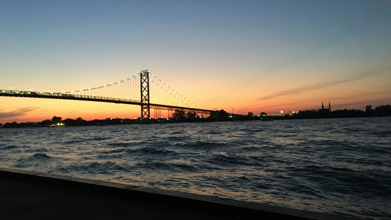 Winter snowmobile trail in the Upper Peninsula near a small town