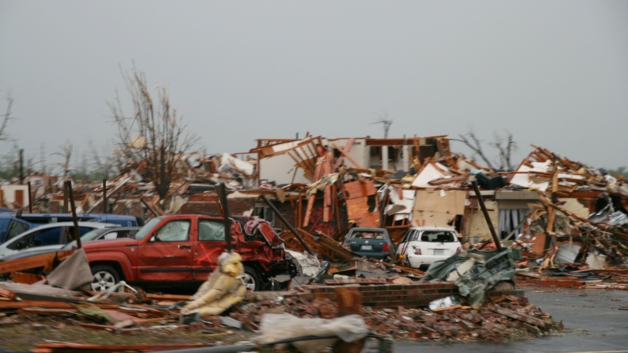 Severe storm clouds over a Missouri landscape