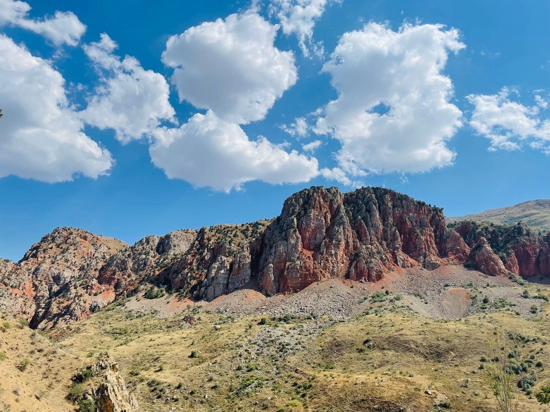 Captivating view of Noravank Canyon under a bright blue sky in summer, Vayots Dzor, Armenia.