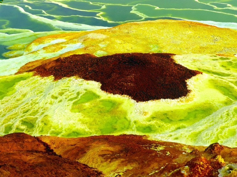 Stunning aerial shot of the vivid colors found in Danakil Depression, Ethiopia.