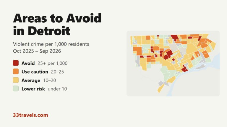 Map of Detroit neighborhoods colored by violent crime rate per 1,000 residents