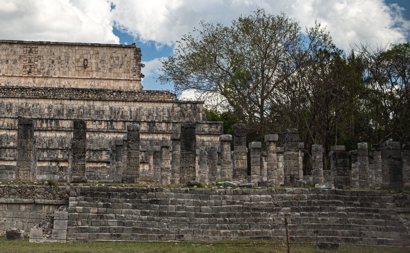 Explore the ancient Warriors Temple ruins at Chichén Itzá, a testament to Mexico's rich Meso-American history.