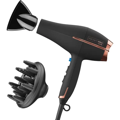 Conair InfinitiPRO Hair Dryer with Diffuser & Concentrator, 1875W, Black