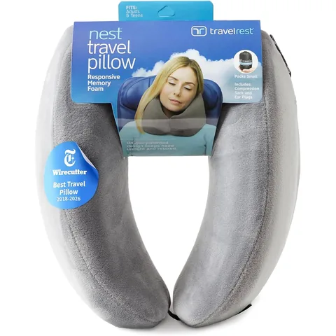 TRAVELREST Nest Neck Pillow Travel Essentials - Memory Foam Support