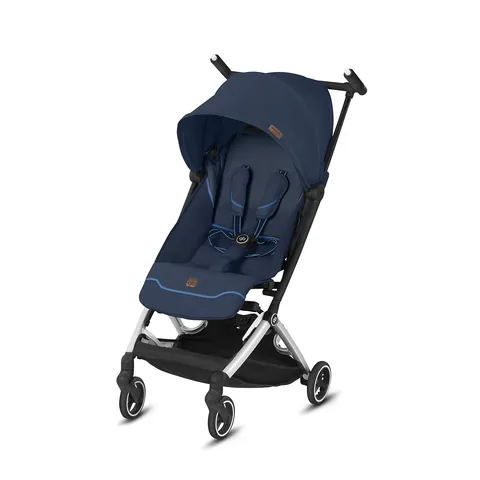 gb Pockit+ All City, Ultra Compact Lightweight Travel Stroller with Front Wheel Suspension, Full Canopy, and Reclining Seat, Night Blue