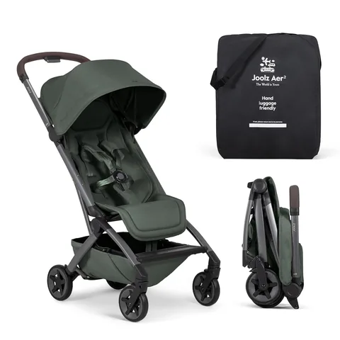 Joolz Aer2 Lightweight Travel Stroller for Baby & Toddler, One-Hand Fold, Compact Carry-On Airplane Approved, Reclining Seat, UPF 50+ Canopy, Travel Pouch, Baby Net